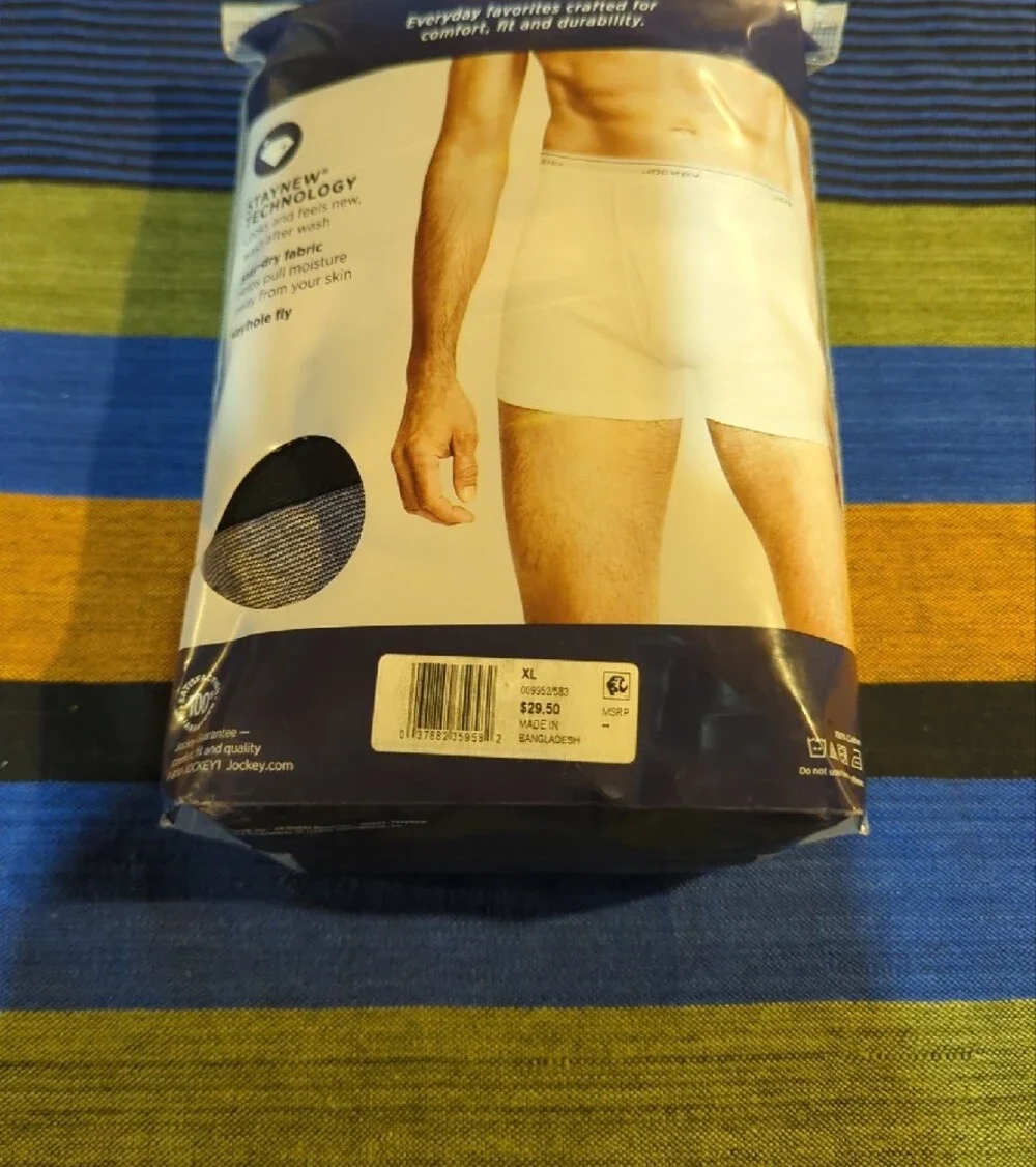 Jockey Classics Boxer Briefs XL - Navy, White & Gray Stripes